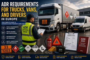Exigences ADR en Europe pour les camions transportant des marchandises dangereuses et pour les conducteurs, avec équipements de sécurité transport
